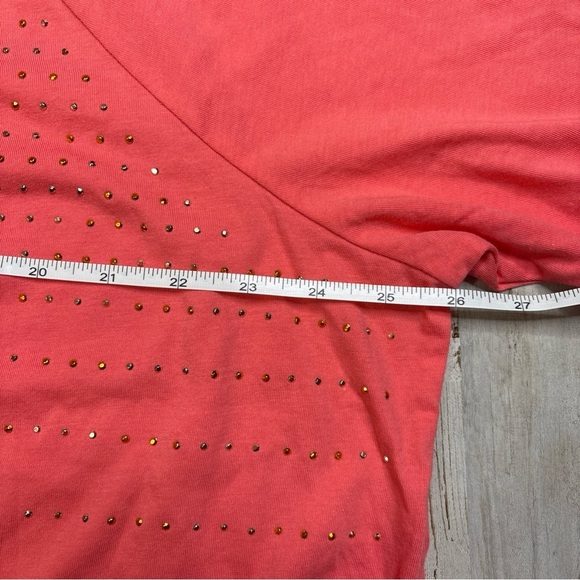 Lane Bryant Relaxed Fit Coral Pink Short Sleeve Beaded Shirt Size 22/24 - Picture 9 of 15